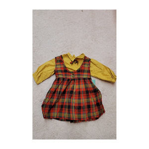 4T vintage toddler red plaid dress with yellow blouse